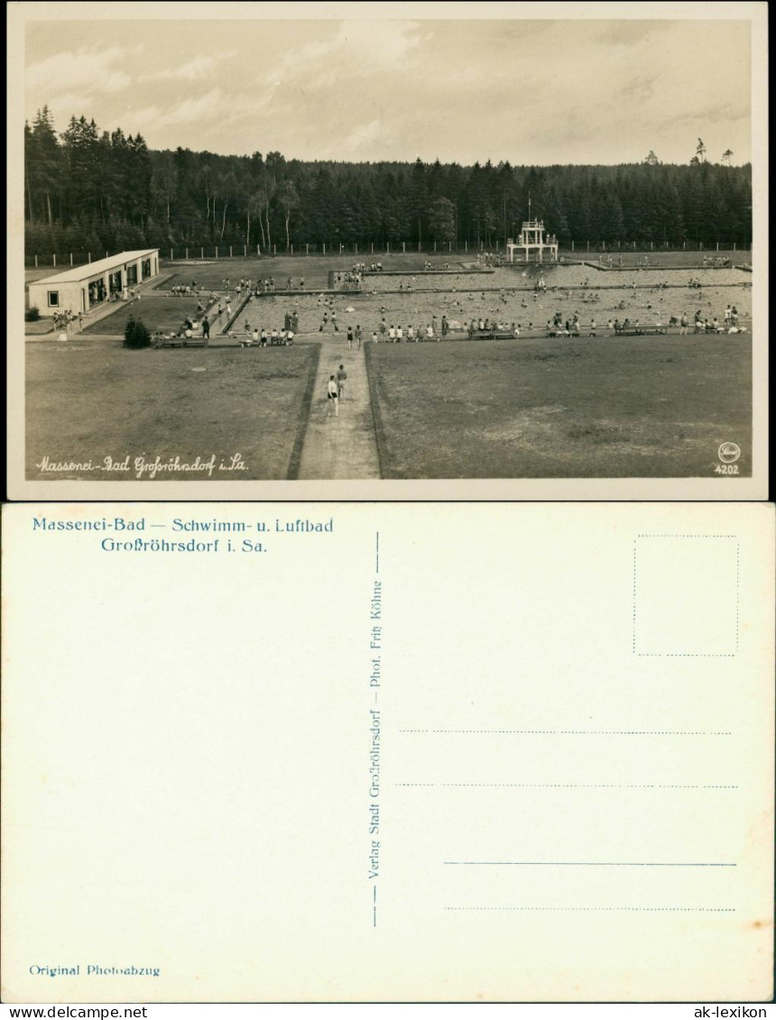 Ansichtskarte Großröhrsdorf Massenei Schwimmbad 1930