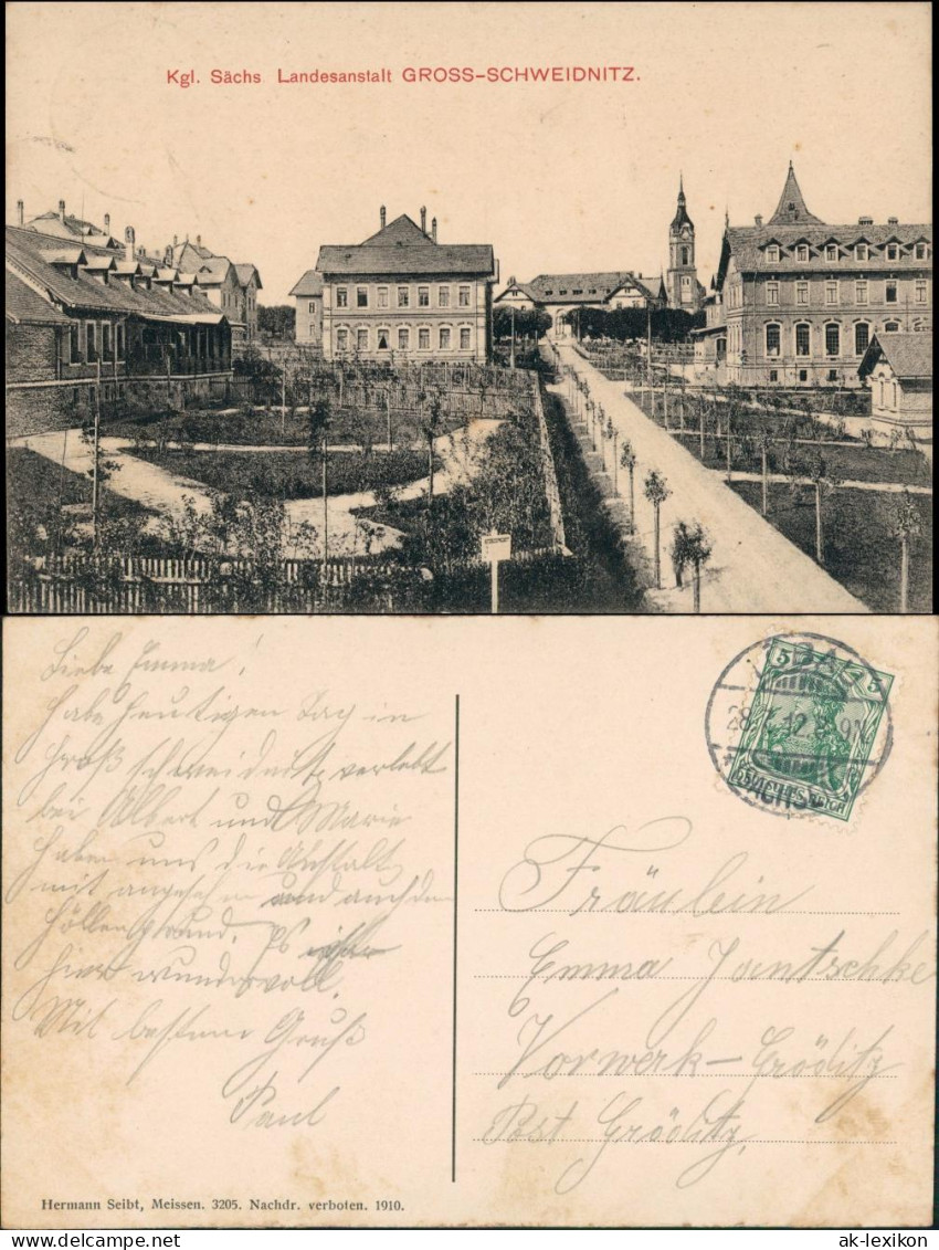 Ansichtskarte Großschweidnitz (OL) Swóca Landesanstalt - Straße 1910