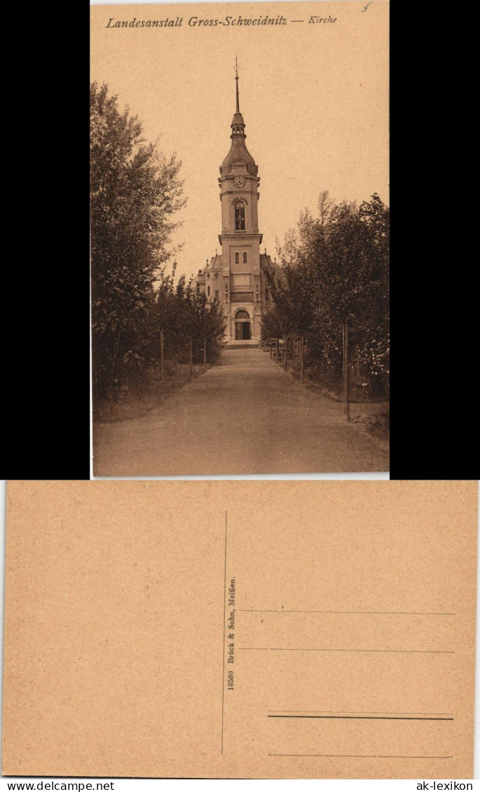 Ansichtskarte Großschweidnitz (OL) Swóca Partie an der Kirche 1913