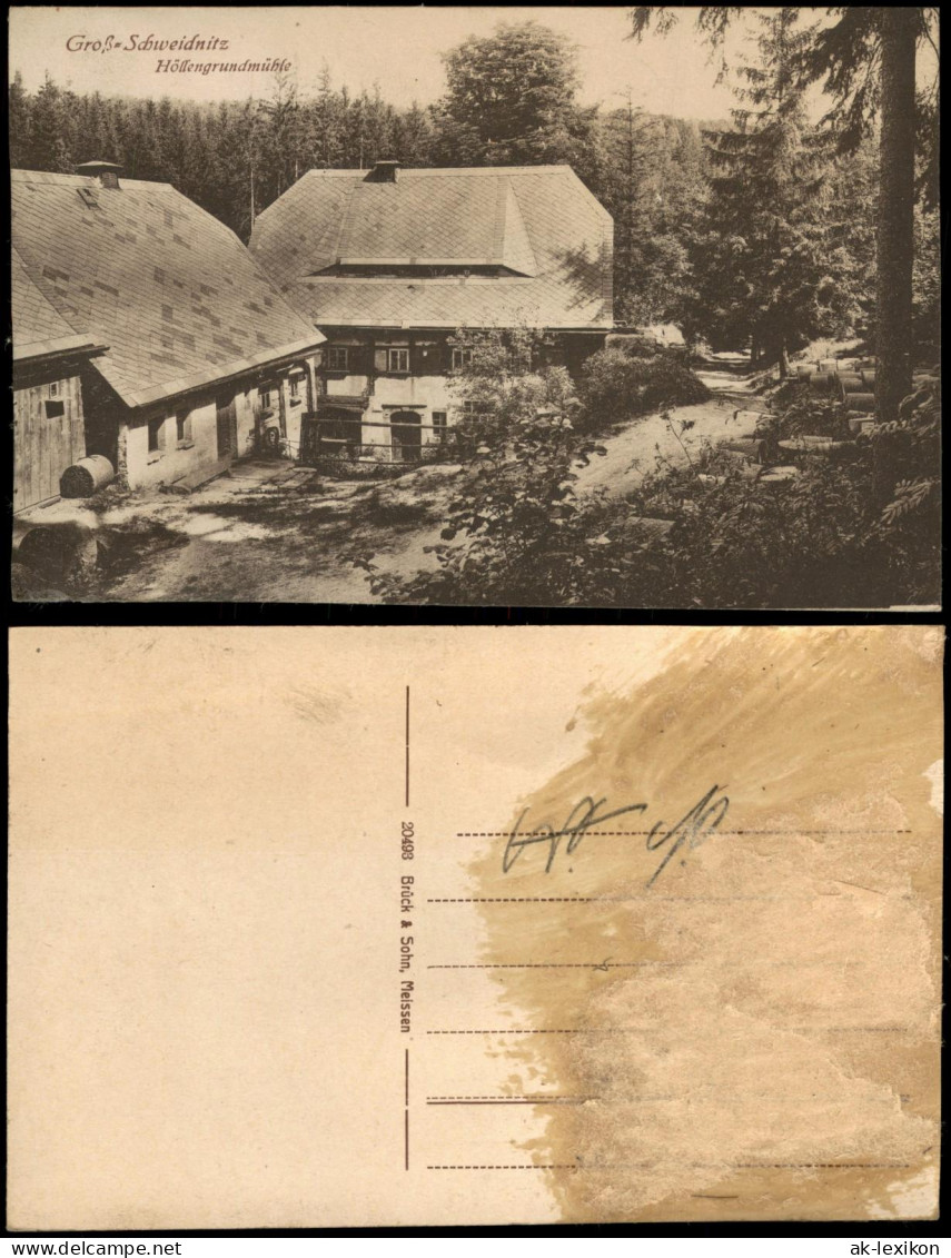 Ansichtskarte Großschweidnitz (OL) Swóńca Höllengrundmühle 1917