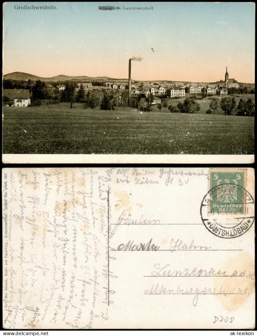 Ansichtskarte Großschweidnitz (OL) Swóńca Landesanstalt 1924