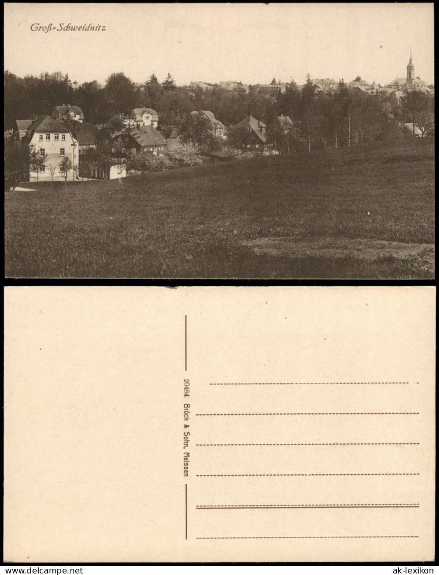 Ansichtskarte Großschweidnitz (OL) Swóńca Stadtpartie 1922