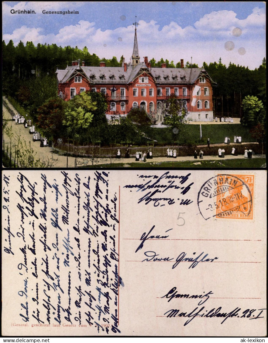 Ansichtskarte Grünhain-Grünhain-Beierfeld Genesungsheim 1918