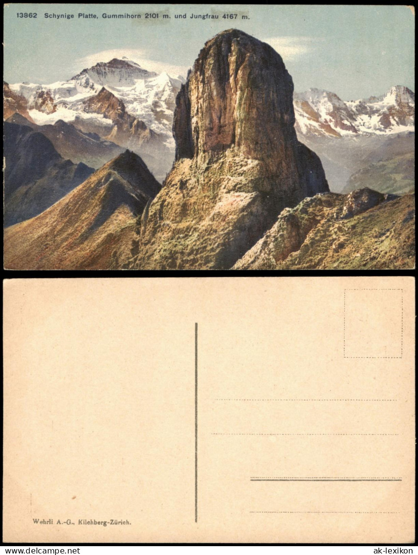 Ansichtskarte Gsteigwiler Schynige Platte, Gummihorn und Jungfrau 1914