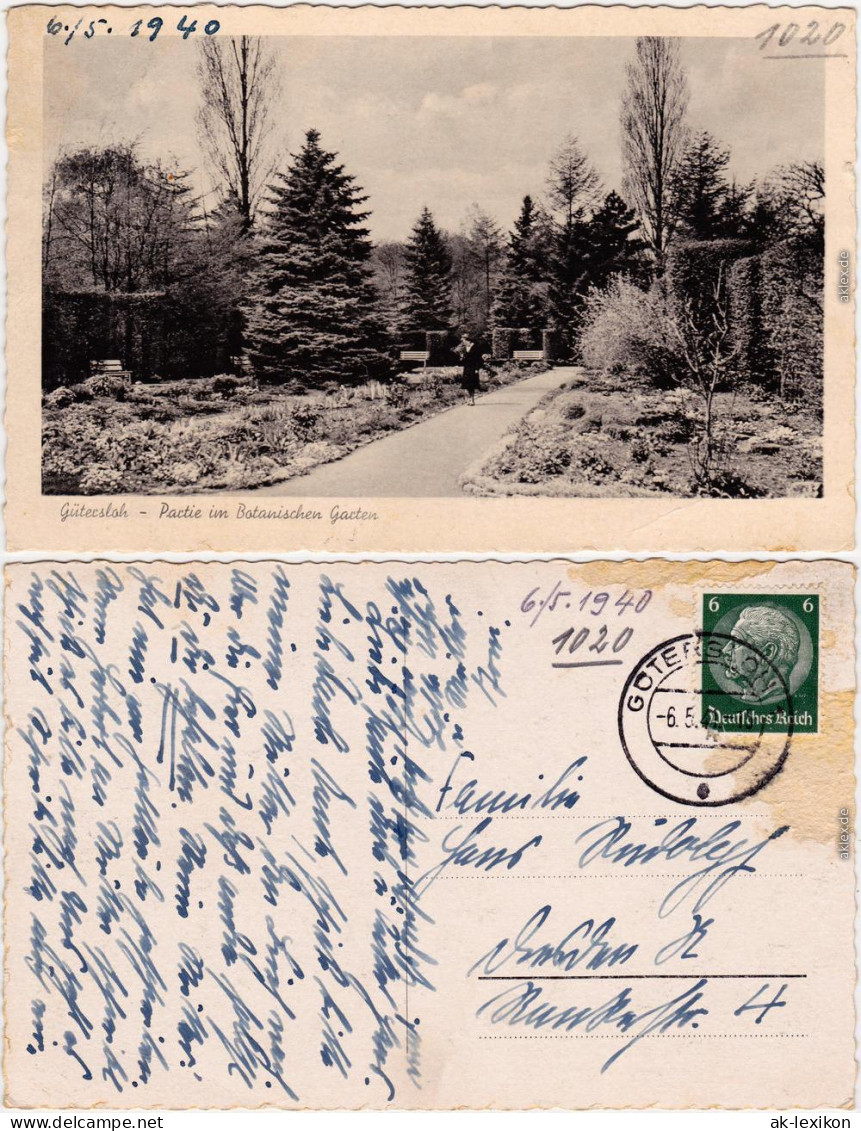 Ansichtskarte Gütersloh Partie im Botansichen Garten 1940