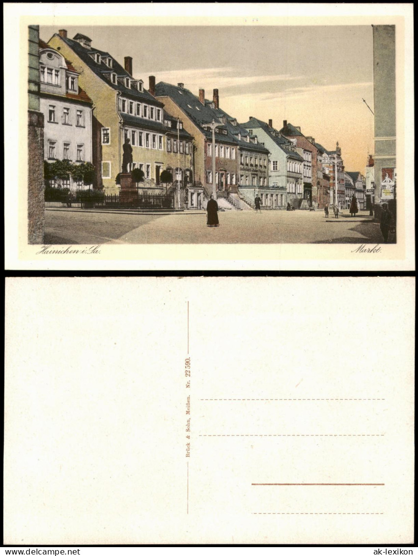 Ansichtskarte Hainichen Marktplatz Und Denkmal 1924