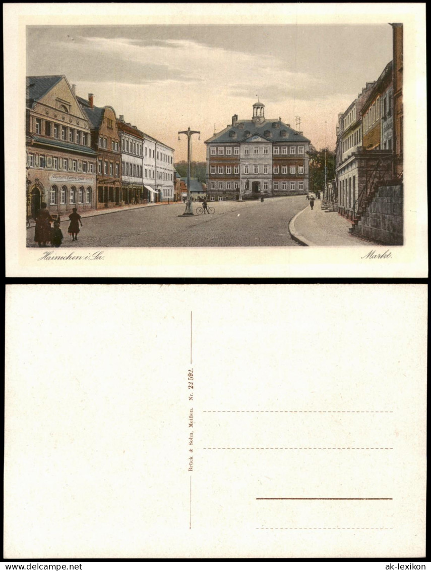 Ansichtskarte Hainichen Partie auf dem Marktplatz 1924