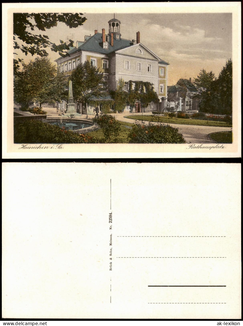 Ansichtskarte Hainichen Rathausplatz 1925
