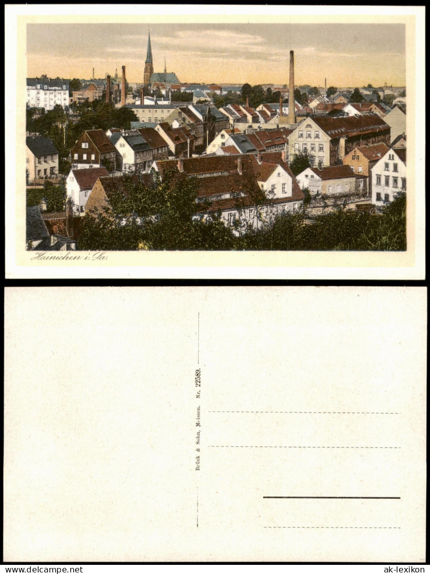 Ansichtskarte Hainichen Totale 1924