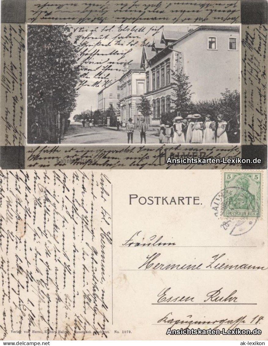 Ansichtskarte Halver Partie in der Bahnhofstraße 1908