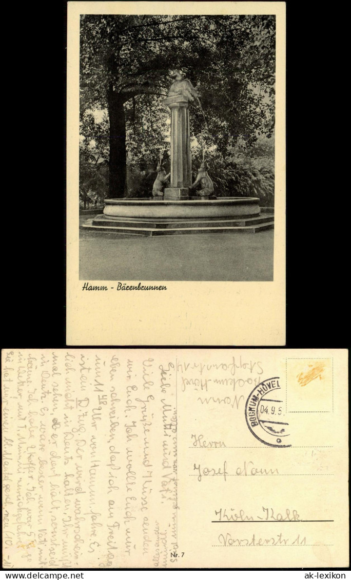 Ansichtskarte Hamm (Westfalen) Bärenbrunnen 1956