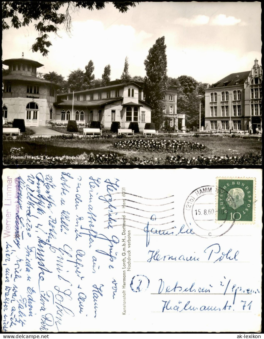Ansichtskarte Hamm (Westfalen) Kurhaus Badehaus 1960