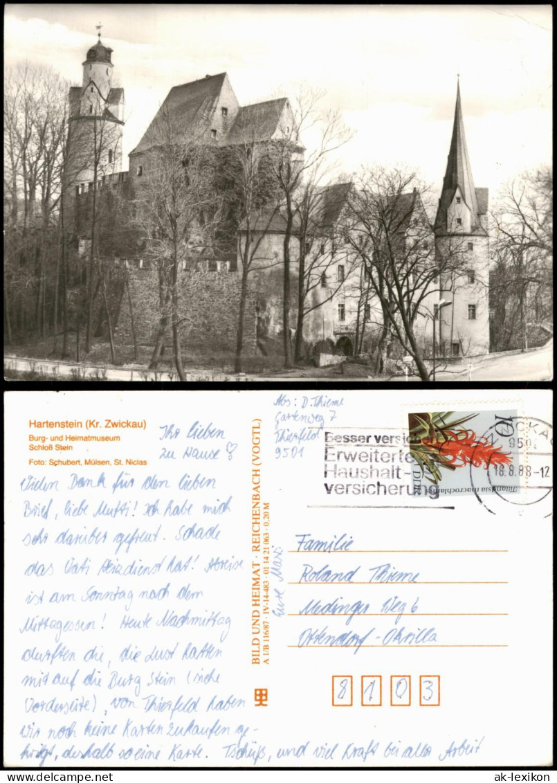 Ansichtskarte Hartenstein (Sachsen) Partie am Schloss Hartenstein 1987