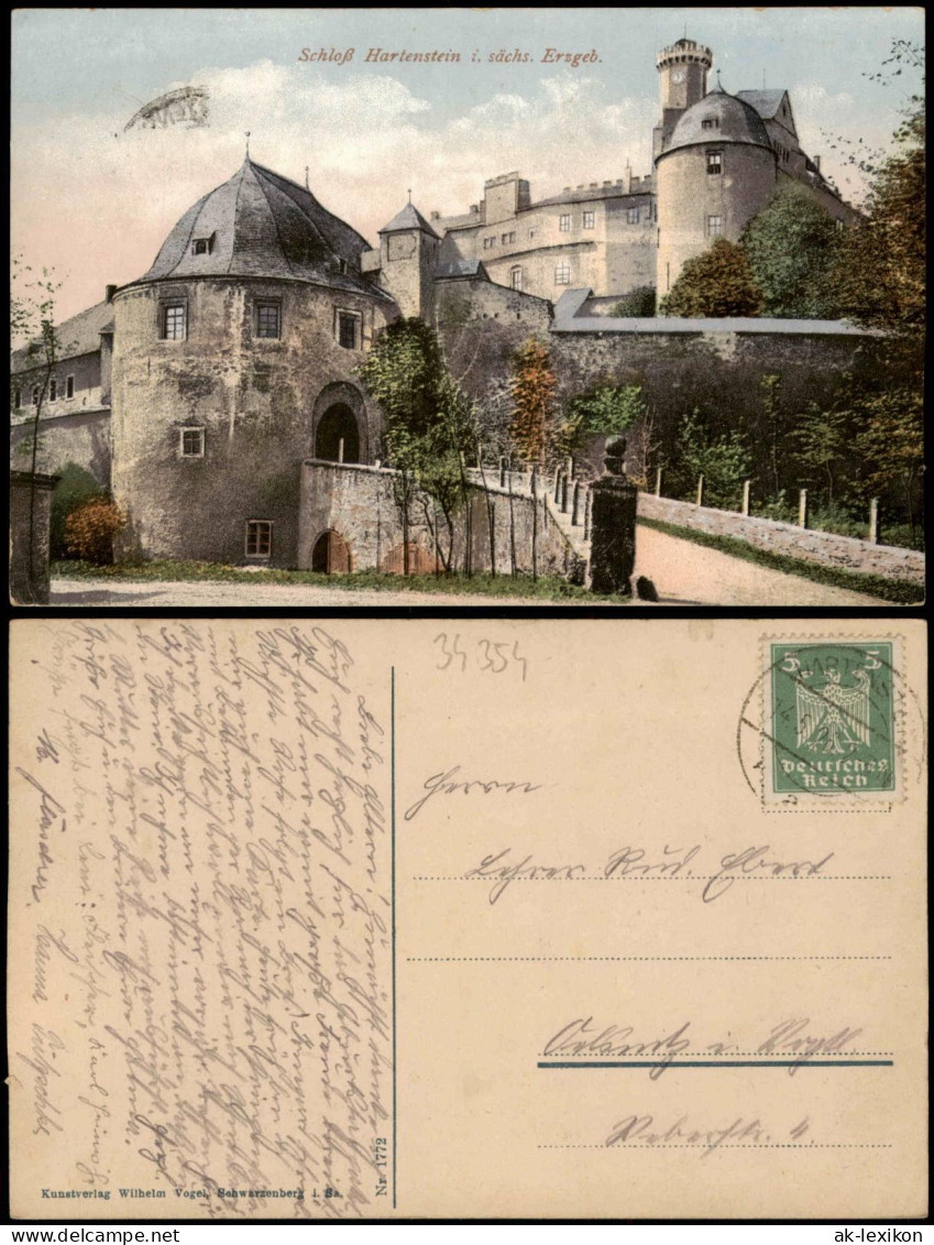 Ansichtskarte Hartenstein Sachsen Schloss Hartenstein 1906