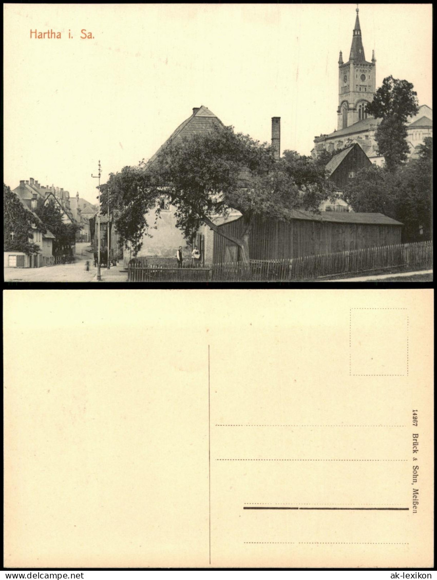 Ansichtskarte Hartha Ortsansicht mit Stadtkirche 1912