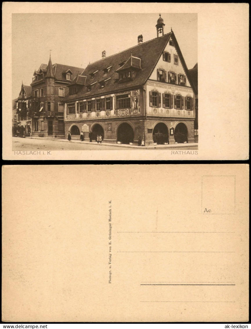Ansichtskarte Haslach im Kinzigtal Partie am Rathaus 1928