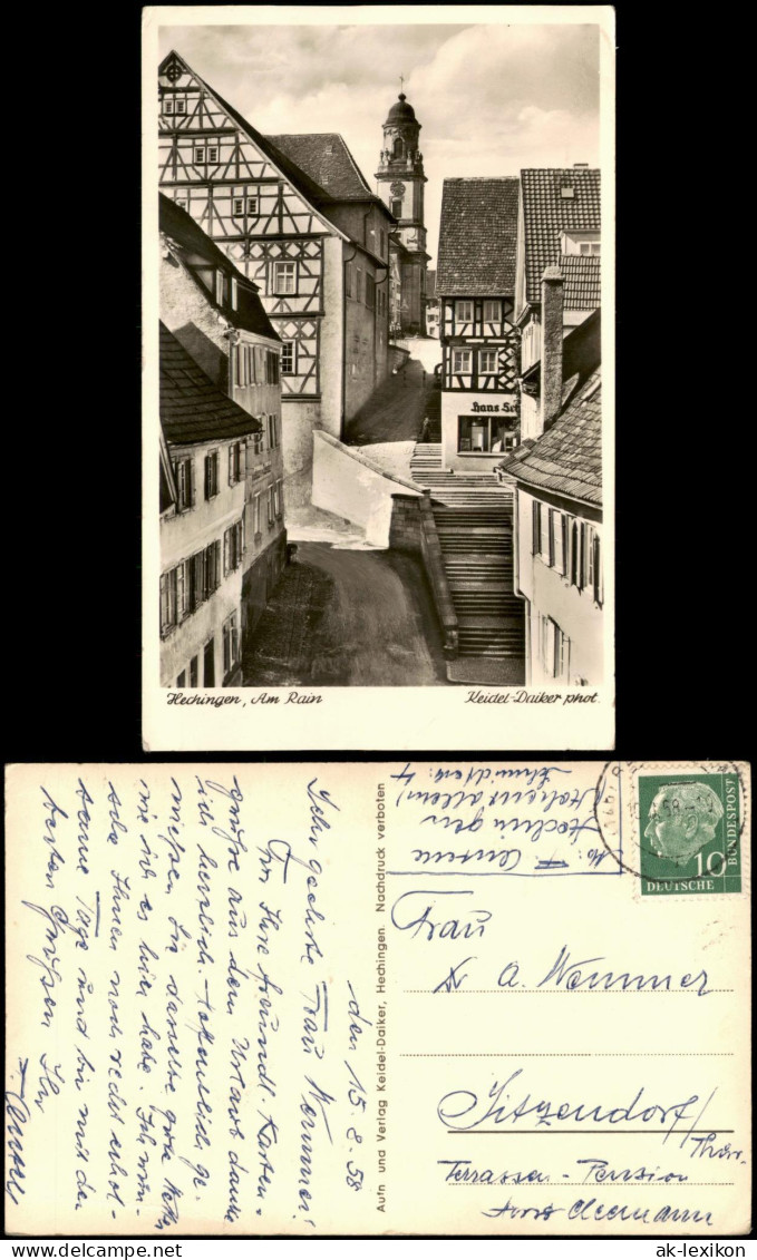 Ansichtskarte Hechingen Straßenpartie 1957