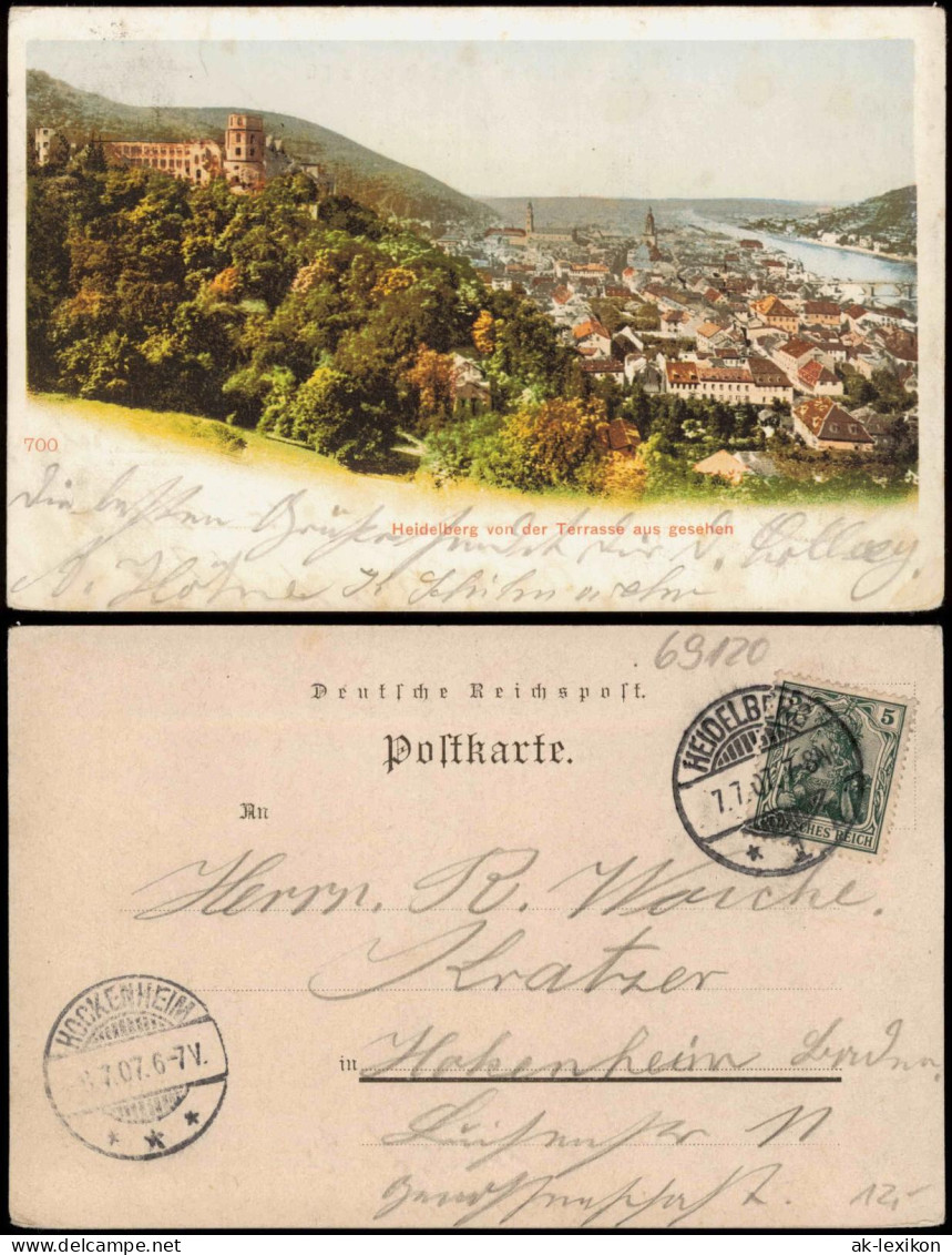 Ansichtskarte Heidelberg Panorama-Ansicht Schloss Neckar Stadt 1907