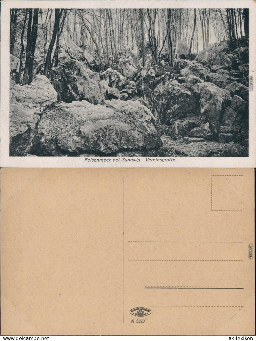 Ansichtskarte Hemer Felsenmeer, Vereinsgrotte 1919