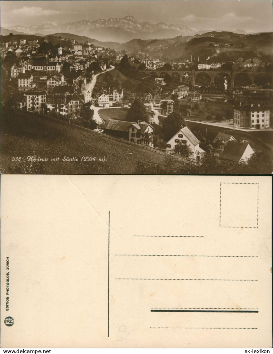 Ansichtskarte Herisau Stadtblick Fotokunst mit Säntis 1928