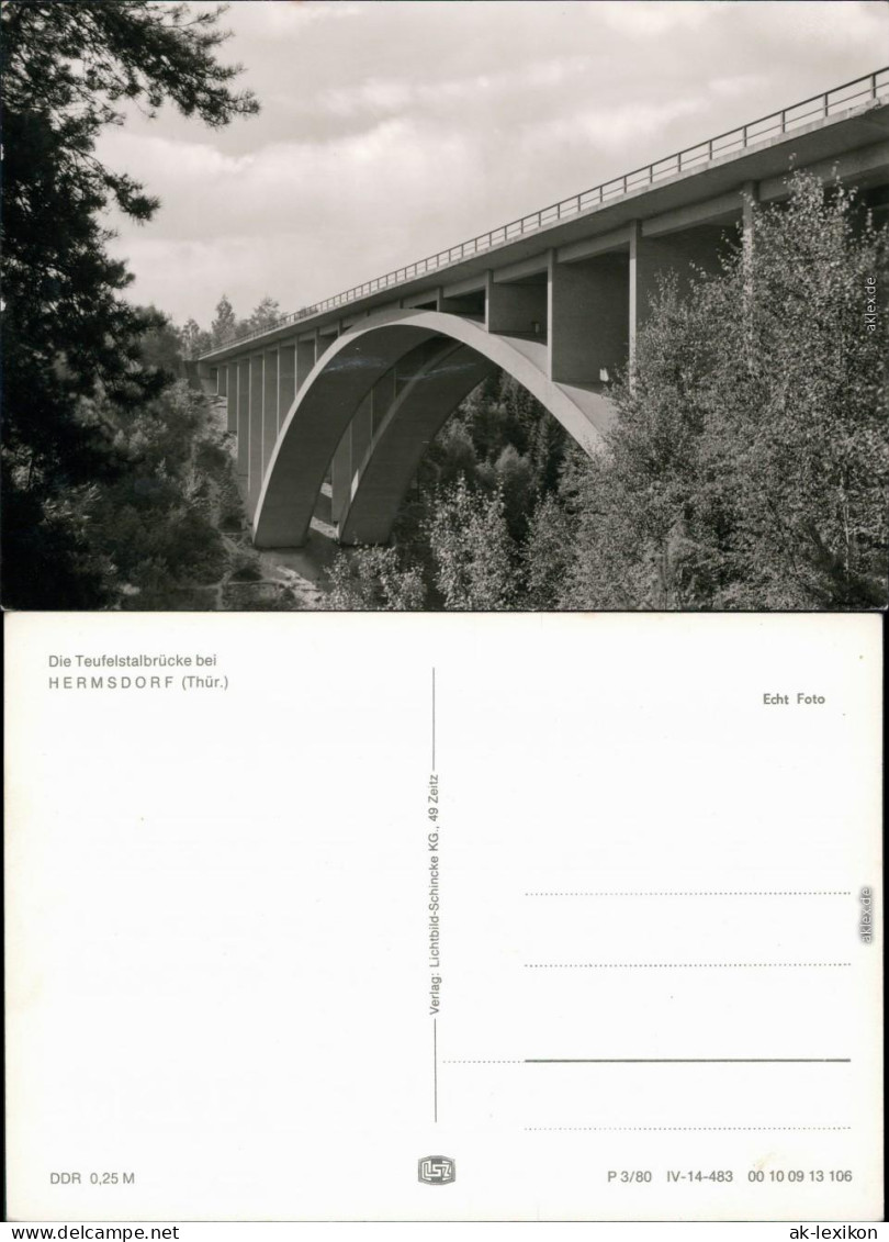 Ansichtskarte Hermsdorf (Thüringen) Brücke Teufelstal/Teufelstalbrücke 1980