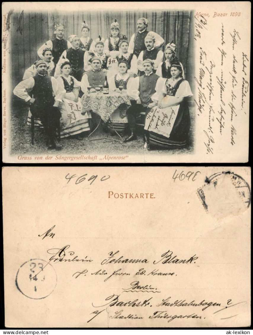 Ansichtskarte Herne Sängergesellschaft Alpenrose Herne Bazar 1898
