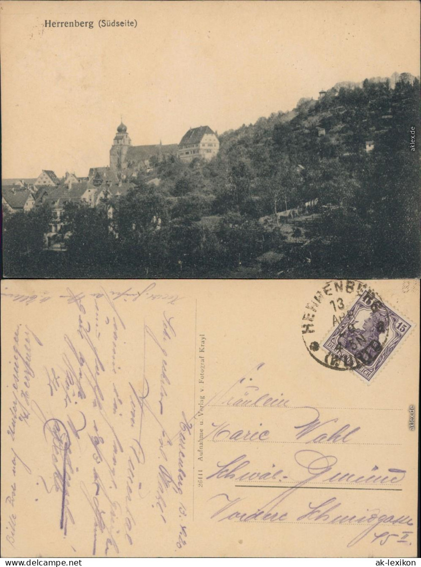 Ansichtskarte Herrenberg Blick auf die Stadt 1913