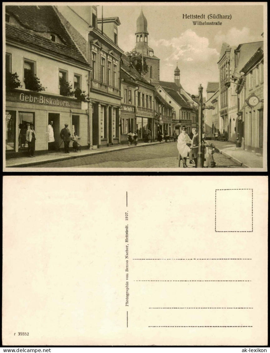 Ansichtskarte Hettstedt (Südharz) Wilhelmstraße, Geschäfte 1914