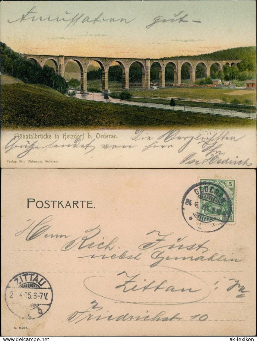 Ansichtskarte Hetzdorf-Flöha (Sachsen) Flöhatalbrücke b. Oederan. 1905