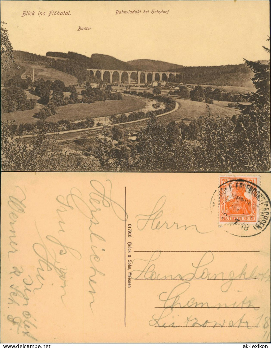 Ansichtskarte Hetzdorf-Flöha (Sachsen) Viadukt 1917