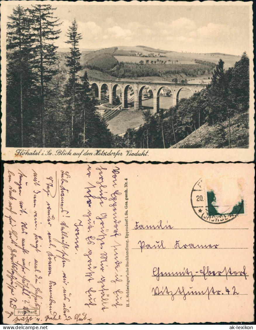 Ansichtskarte Hetzdorf-Flöha (Sachsen) Viadukt 1936