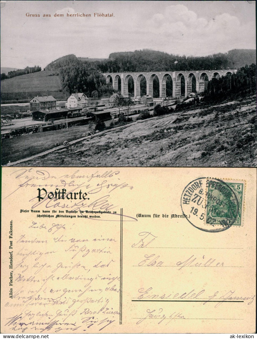 Ansichtskarte Hetzdorf-Flöha (Sachsen) Viadukt Bahnhof 1907