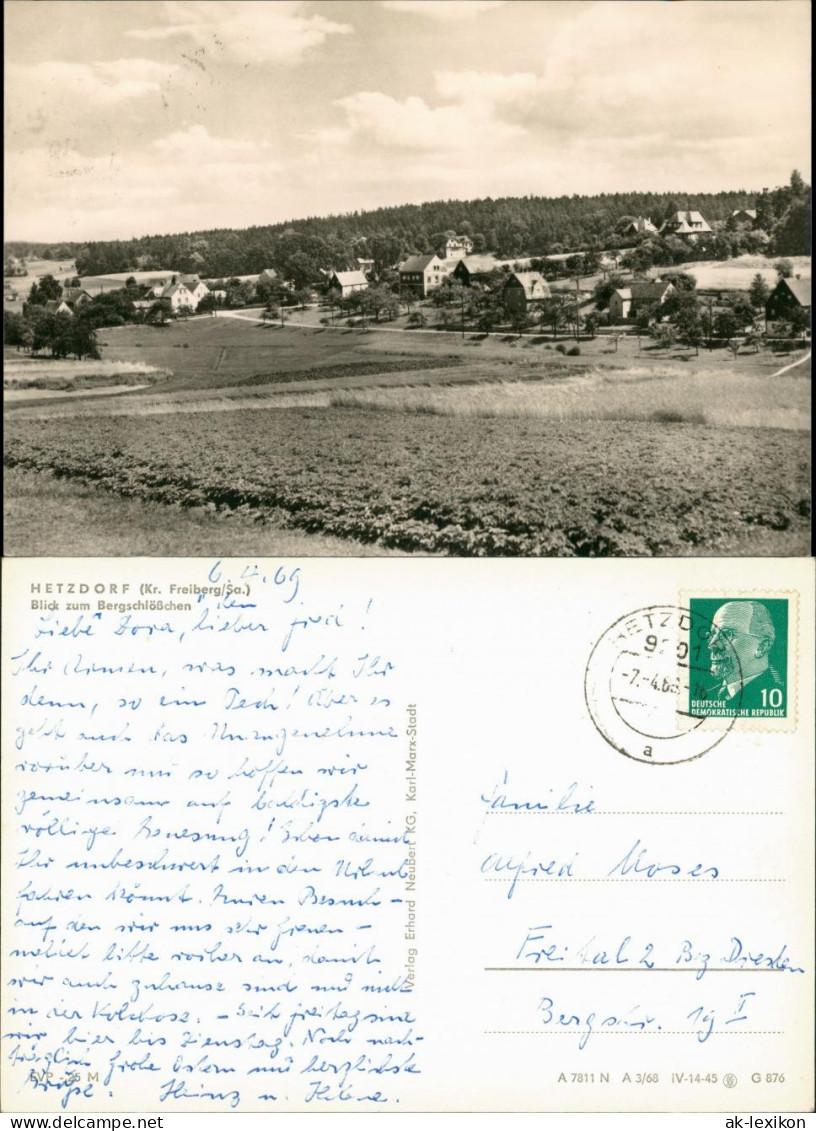 Ansichtskarte Hetzdorf-Halsbrücke Blick zum Bergschlößchen 1963