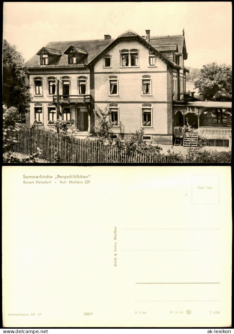 Ansichtskarte Hetzdorf-Halsbrücke Partie am Bergschlößchen - Fotokarte 1966