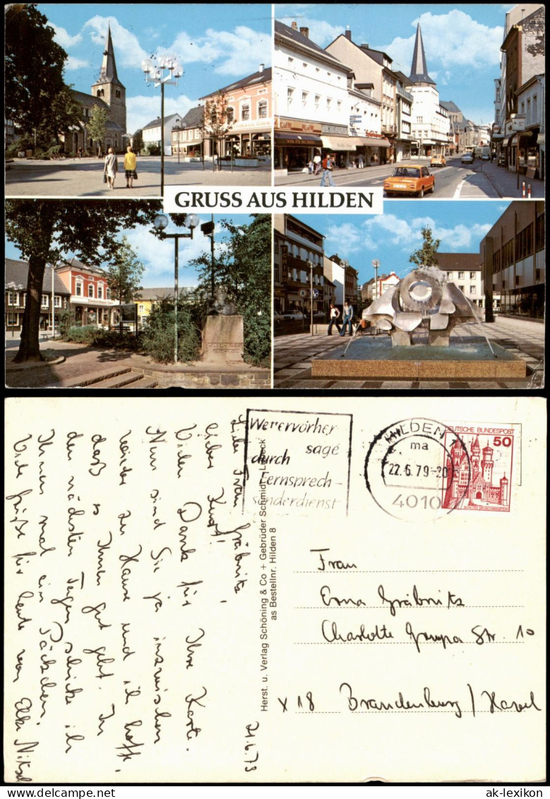 Ansichtskarte Hilden Mehrbild-AK mit 4 Stadt-Ansichten 1979