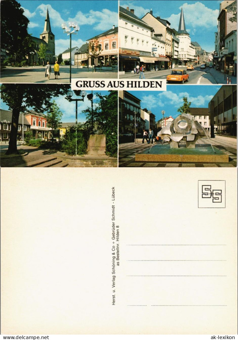 Ansichtskarte Hilden Mehrbild-AK mit 4 Stadt-Ansichten 1980