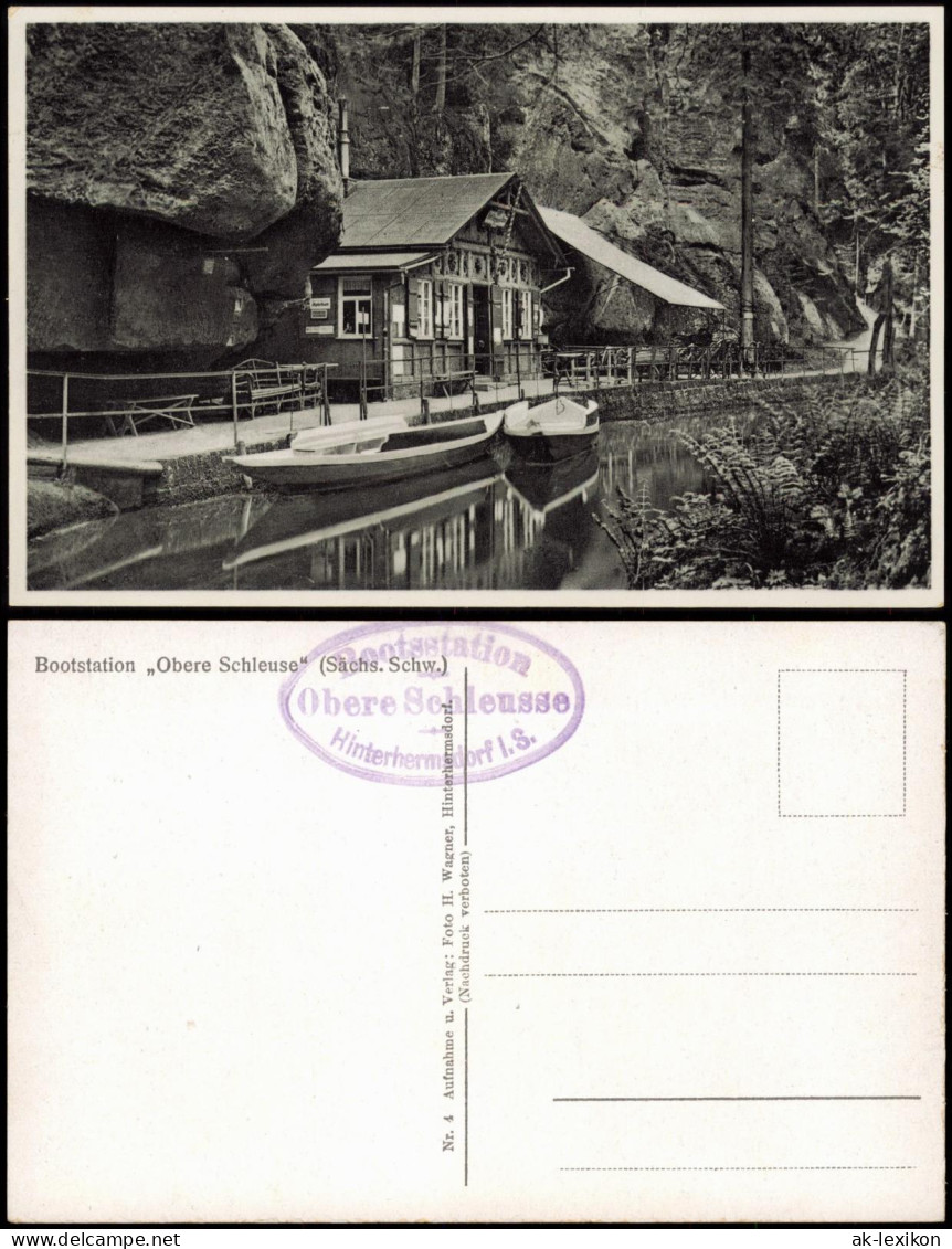 Ansichtskarte Hinterhermsdorf-Sebnitz Restauration Obere Schleuse 1939