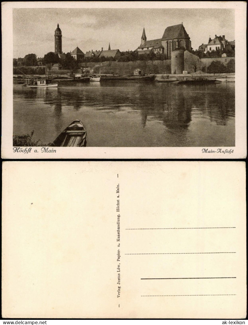 Ansichtskarte Höchst-Frankfurt am Main Mainpartie - Boote 1928