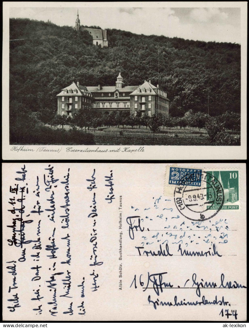 Ansichtskarte Hofheim (Taunus) Exerzitienhaus mit Kapelle 1949