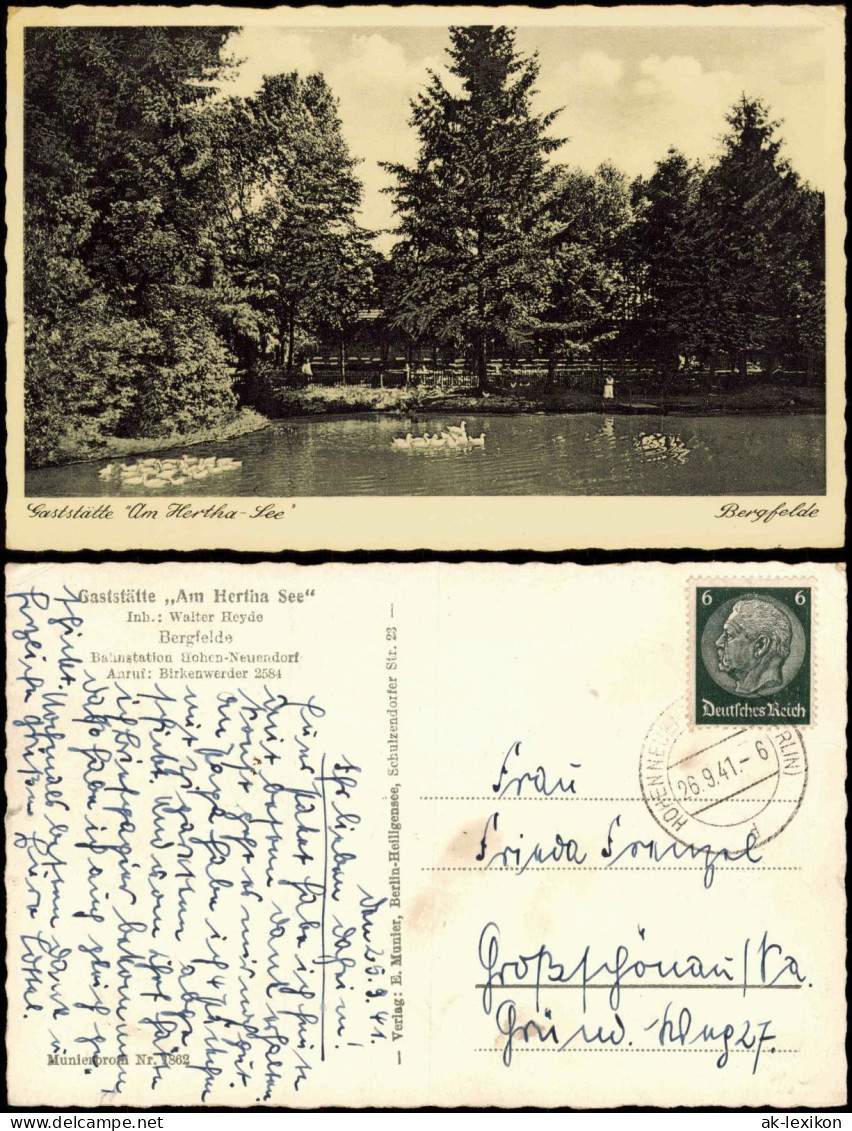 Ansichtskarte Hohen Neuendorf Gaststätte am Hertha-See Bergfelde 1941