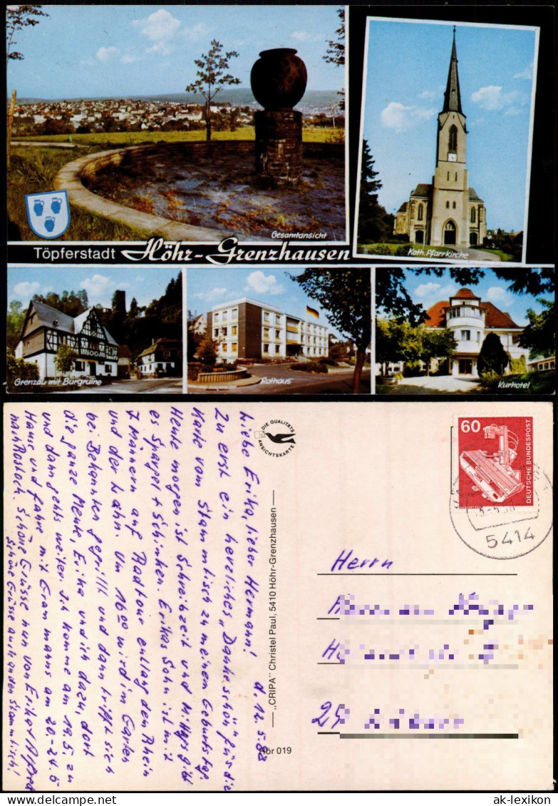 Ansichtskarte Höhr-Grenzhausen Rathaus, Kurhotel, u.a. 1988