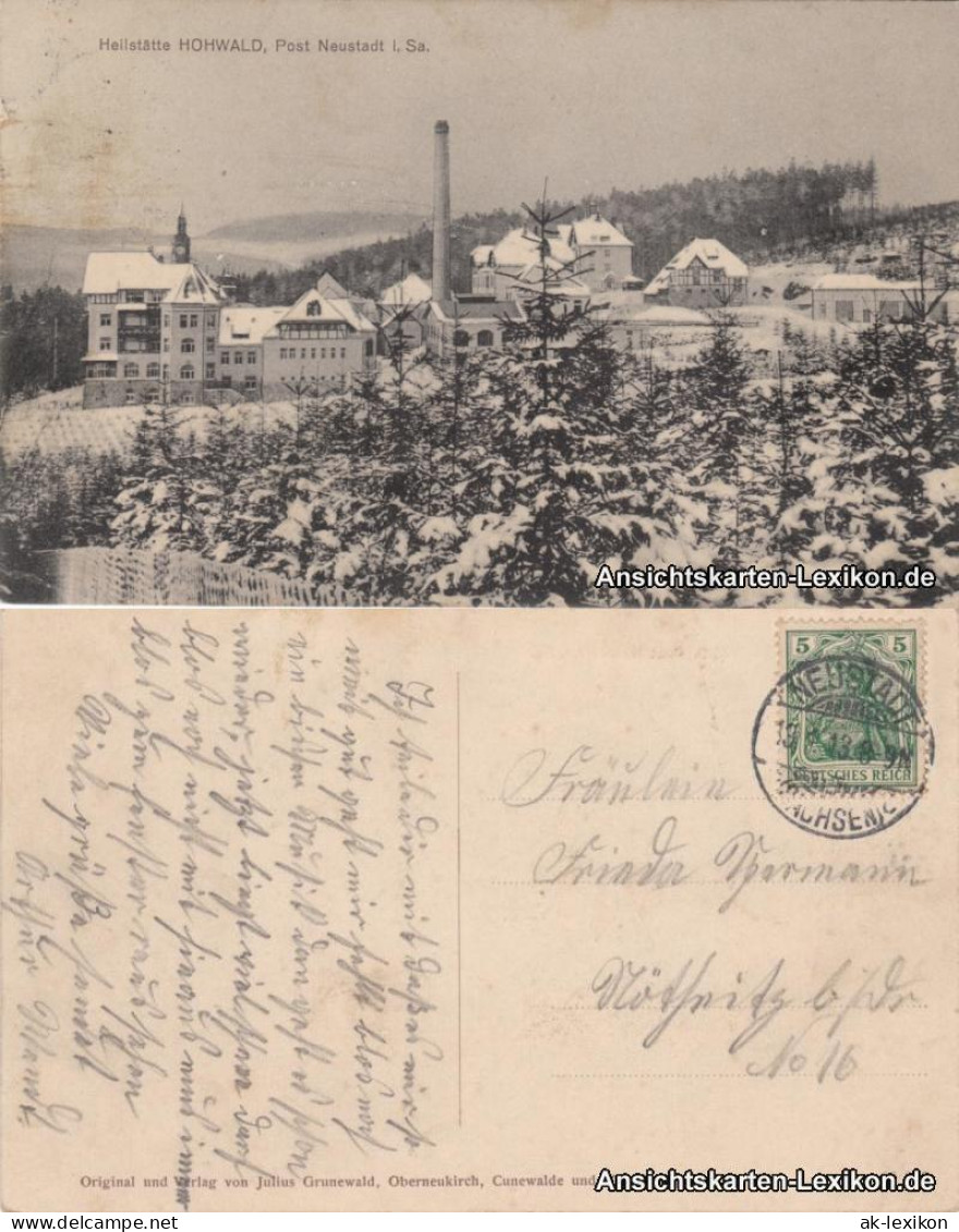Ansichtskarte Hohwald (Sachsen) Heilstätte Hohwald im Winter 1909