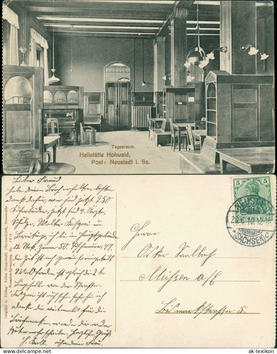 Ansichtskarte Hohwald (Sachsen) Tagesraum, Heilstätte Hohwald 1910