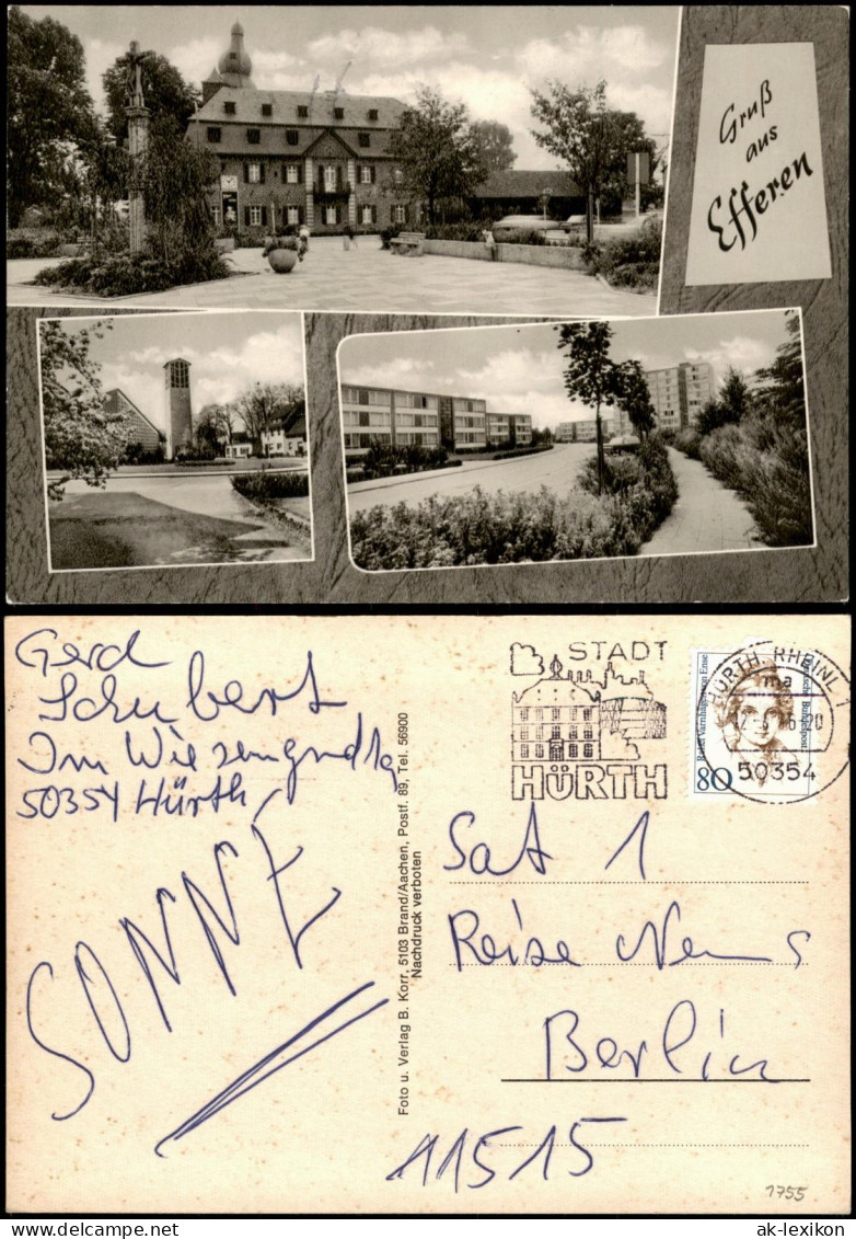 Ansichtskarte Hürth (Rhein-Erft-Kreis) 3 Bild Neubauten, Kirche, Schloß 1971