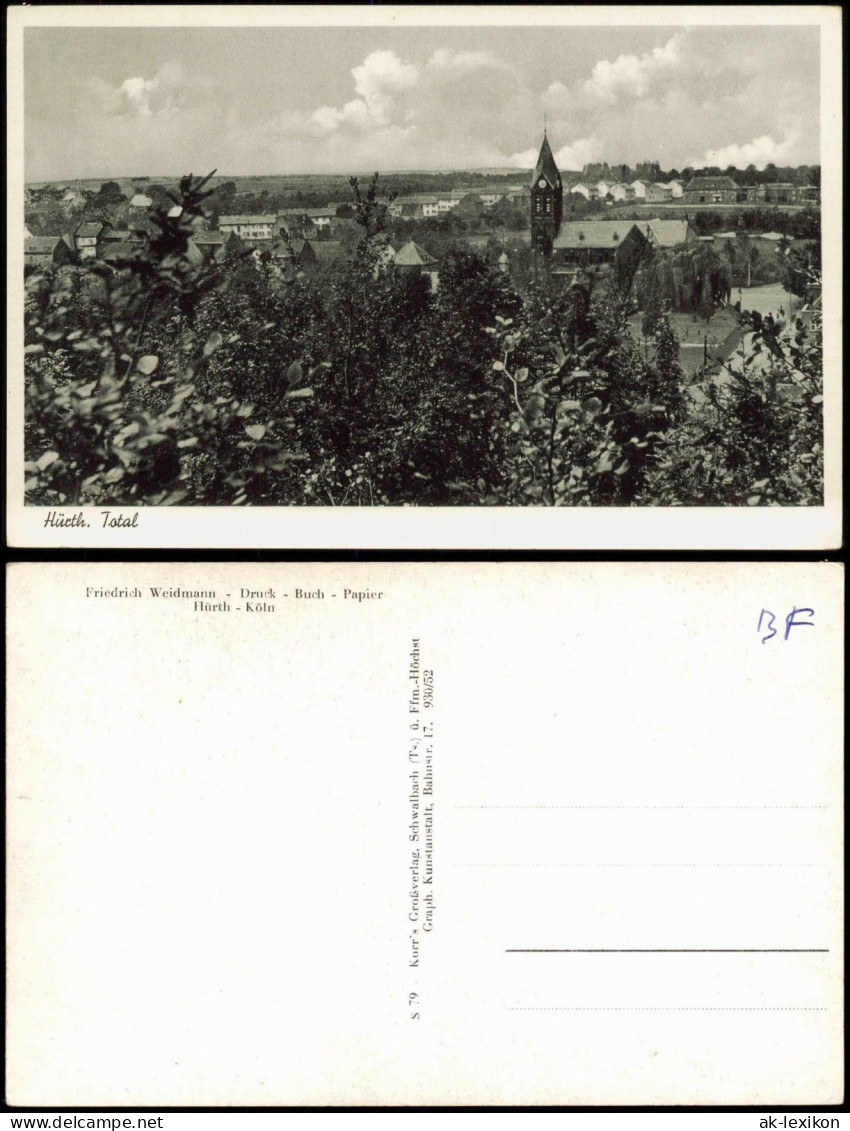 Ansichtskarte Hürth (Rhein-Erft-Kreis) Blick über die Stadt 1953