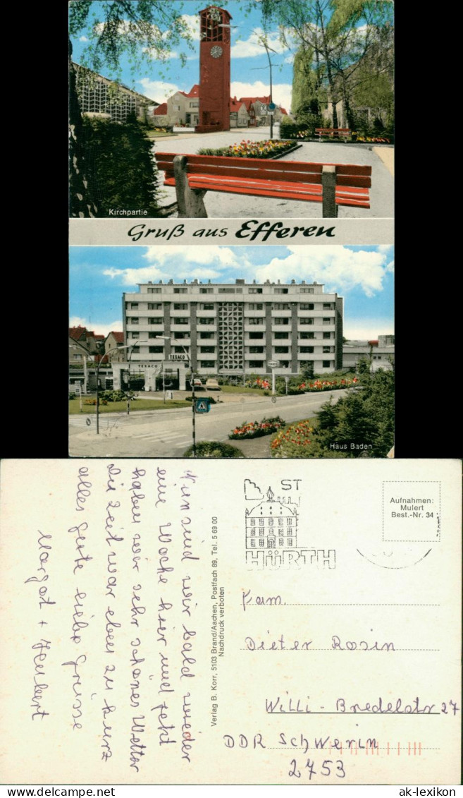 Ansichtskarte Hürth (Rhein-Erft-Kreis) Kirche, Haus Baden 1967