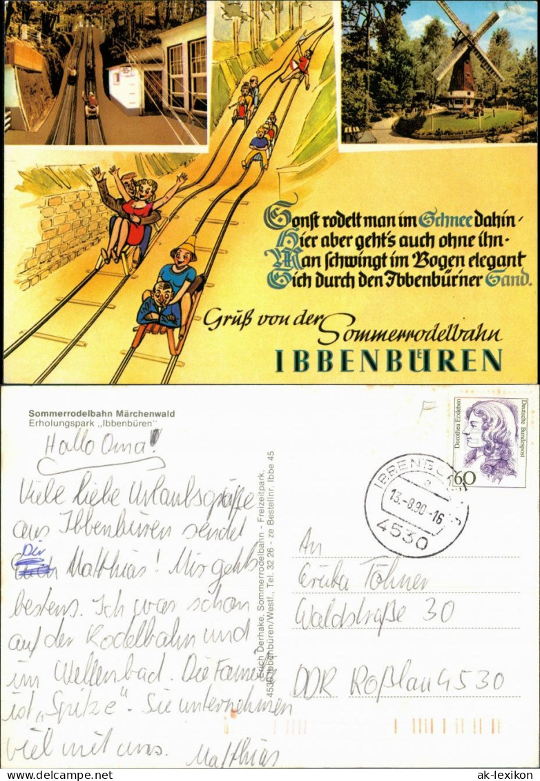 Ansichtskarte Ibbenbüren Sommerrodelbahn Märchenwald Erholungspark 1990