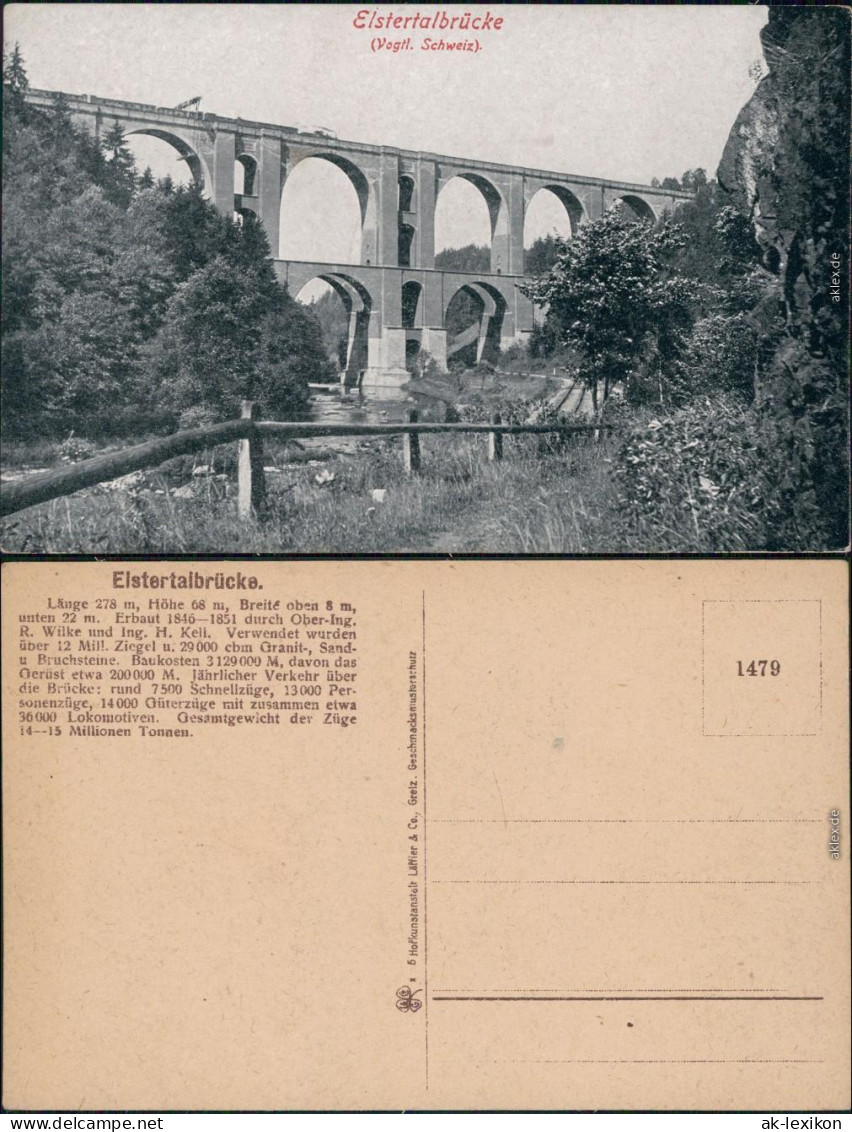 Ansichtskarte Jocketa-Pöhl Elstertalbrücke 1925