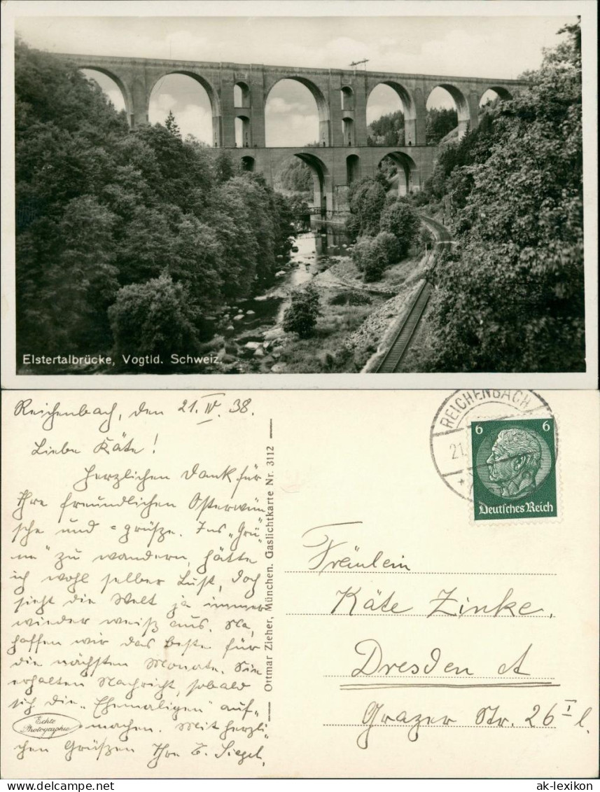 Ansichtskarte Jocketa-Pöhl Elstertalbrücke 1938