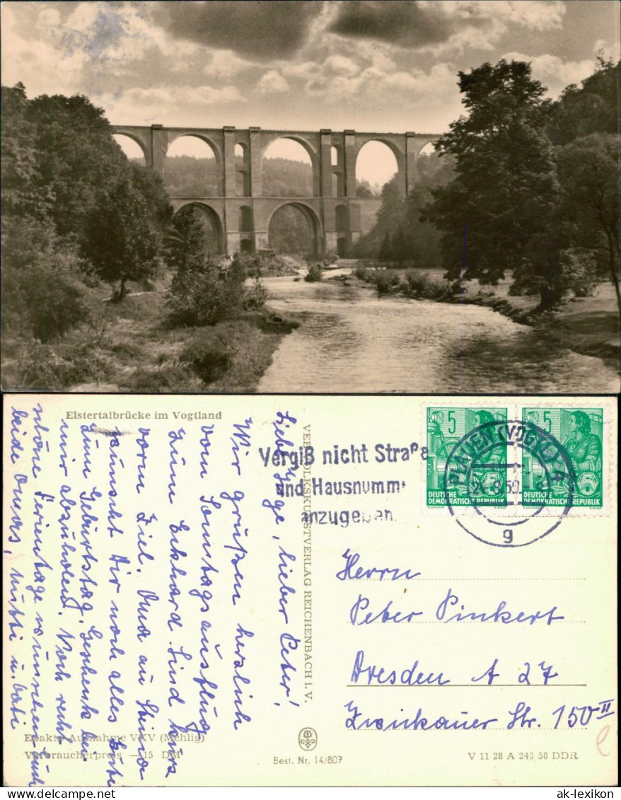 Ansichtskarte Jocketa-Pöhl Elstertalbrücke 1958